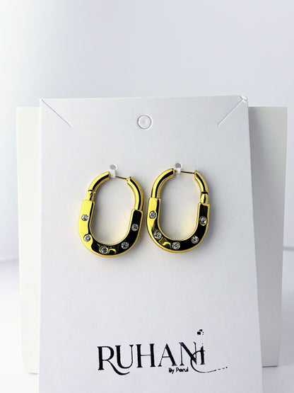 Golden Crystal Hoop Earrings