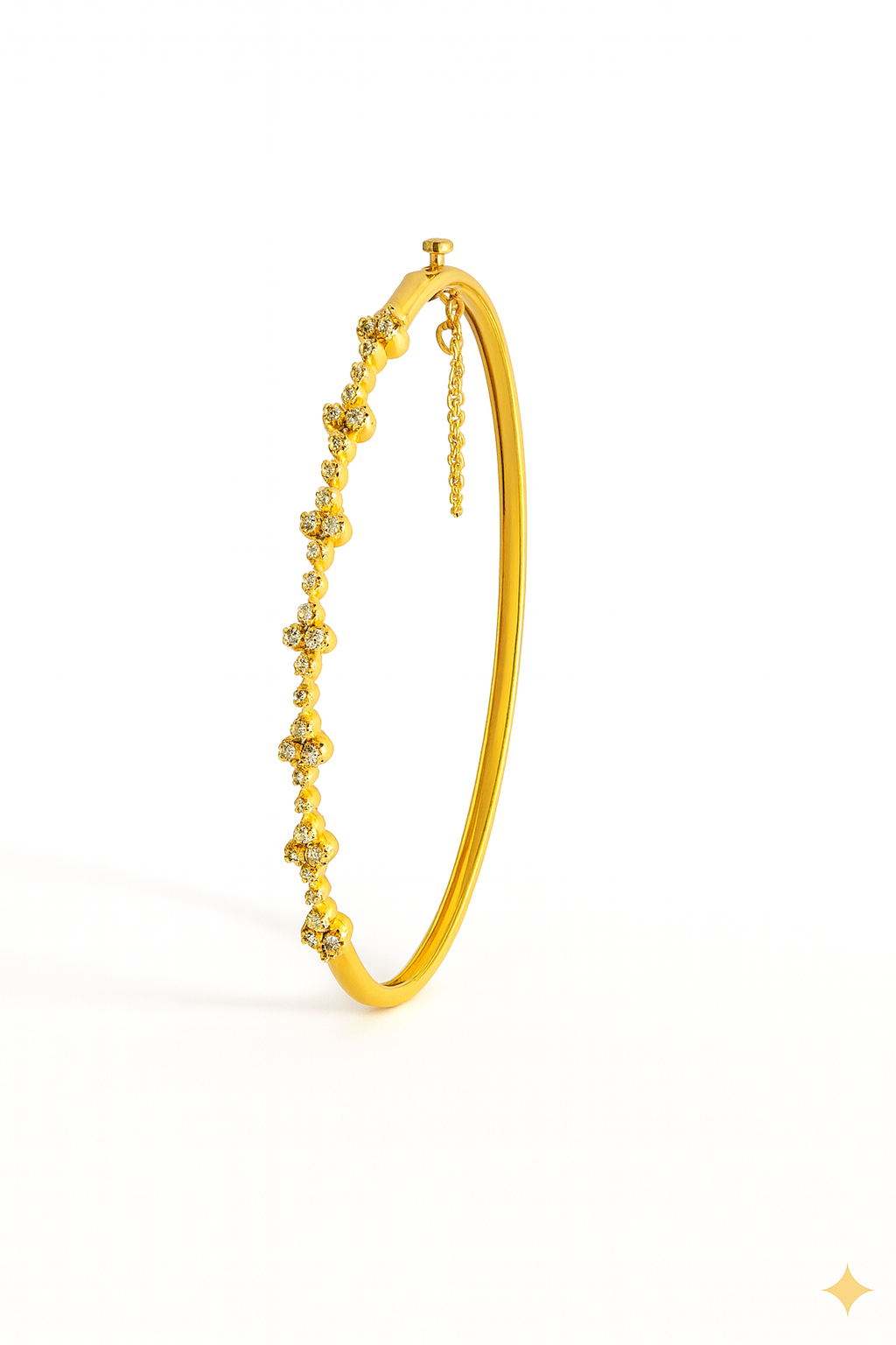 Golden Blossom – Moissanite Floral Bangle