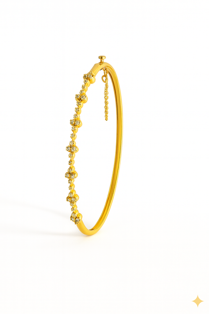 Golden Blossom – Moissanite Floral Bangle