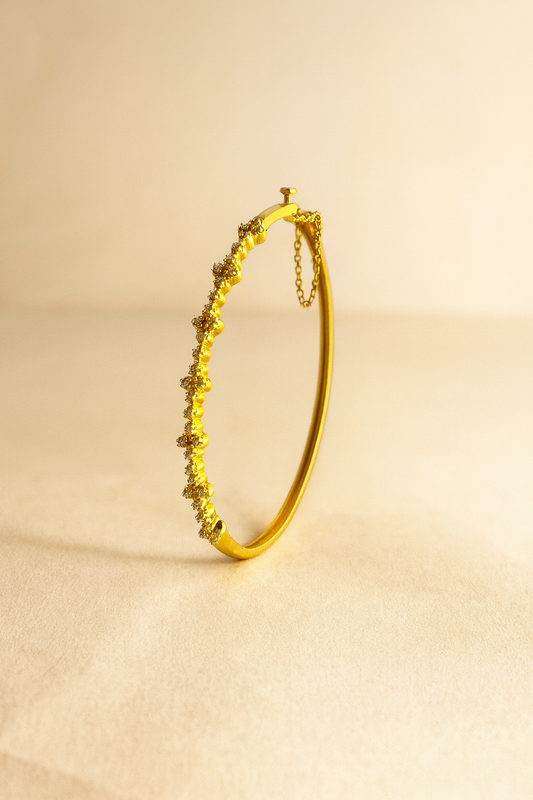 Golden Blossom – Moissanite Floral Bangle