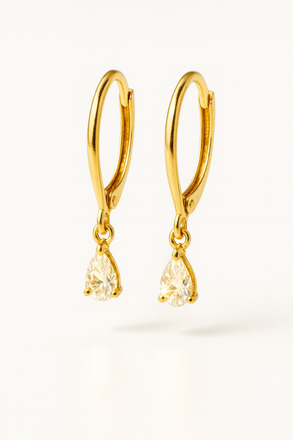 Golden Teardrop – Moissanite Dangle Earrings