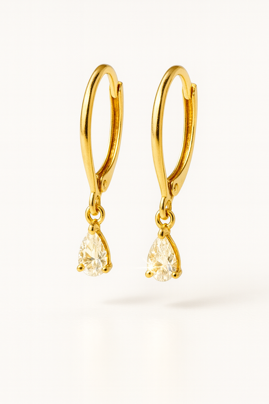 Golden Teardrop – Moissanite Dangle Earrings