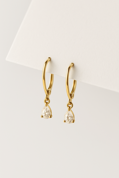 Golden Teardrop – Moissanite Dangle Earrings