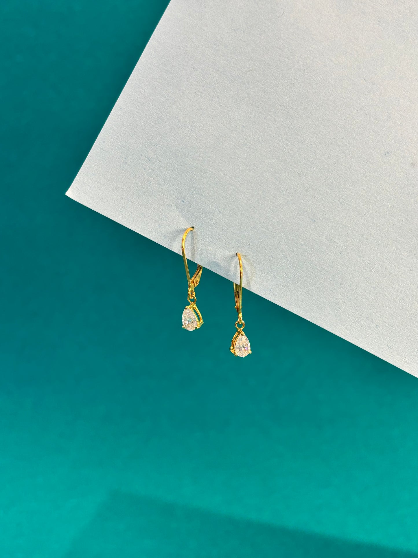 Golden Teardrop – Moissanite Dangle Earrings