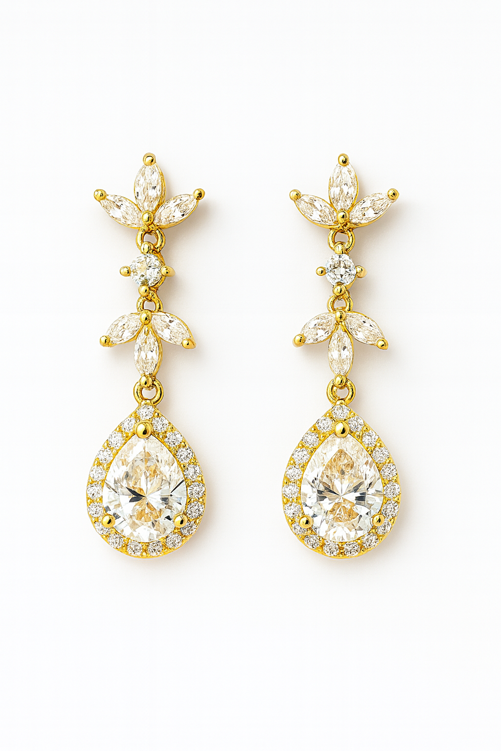 Golden Bloom – Moissanite Drop Earrings