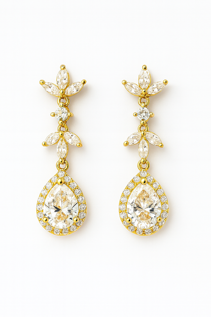 Golden Bloom – Moissanite Drop Earrings