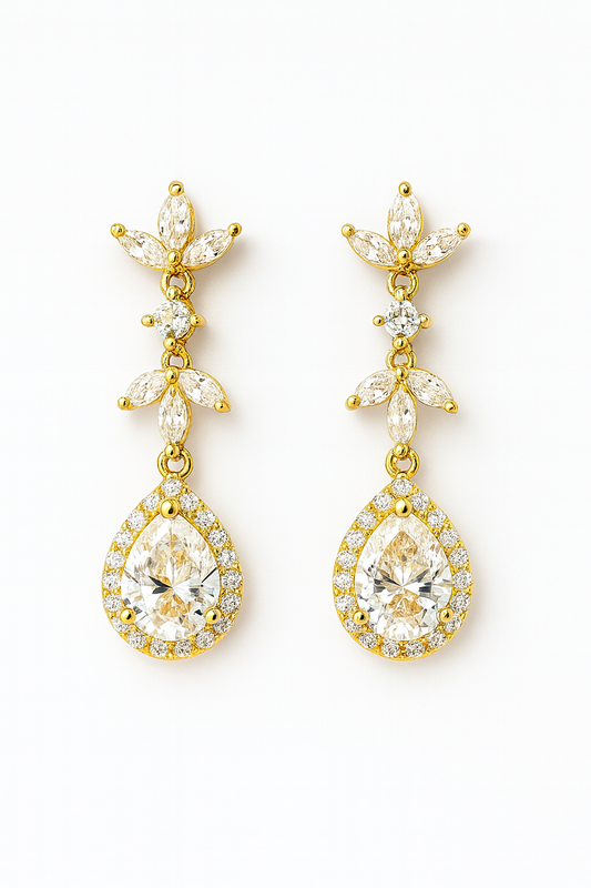 Golden Bloom – Moissanite Drop Earrings