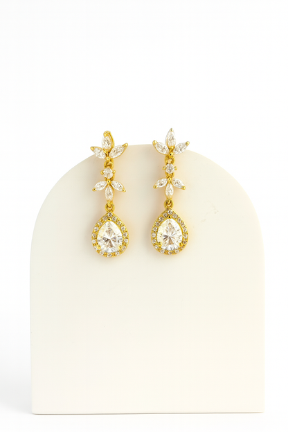 Golden Bloom – Moissanite Drop Earrings