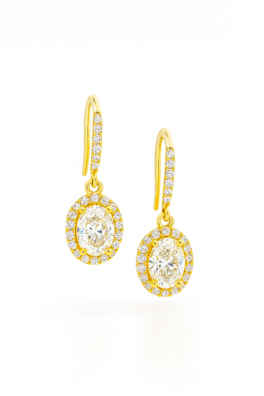 Golden Halo – Moissanite Drop Earrings