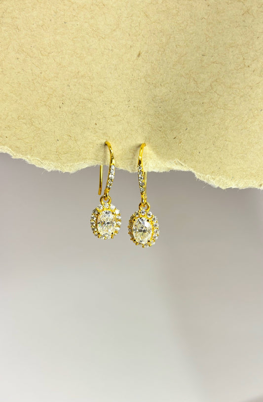 Golden Halo – Moissanite Drop Earrings
