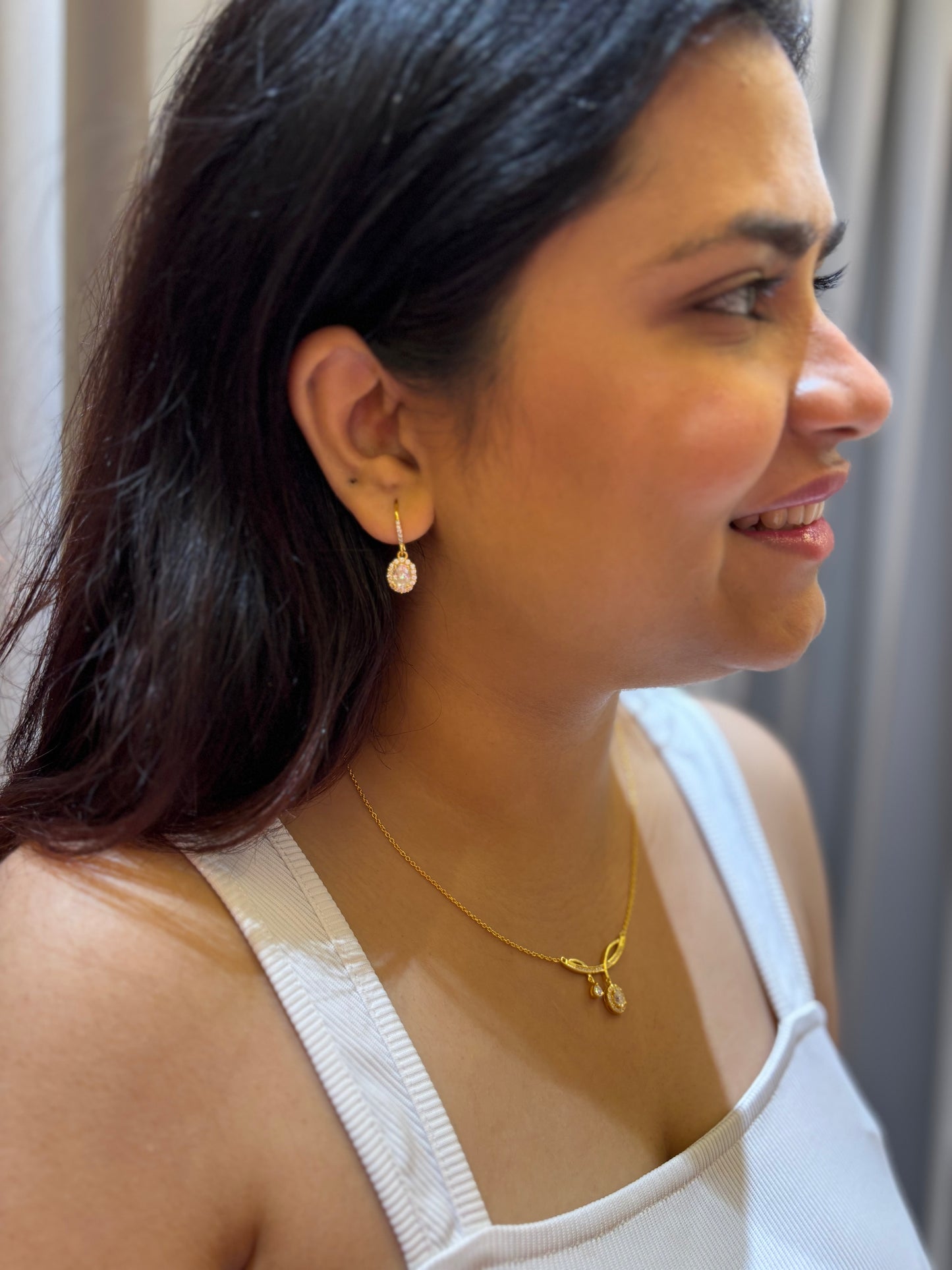 Golden Halo – Moissanite Drop Earrings