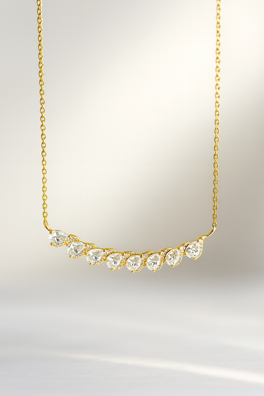Sunlit Spark – Gold Moissanite Necklace