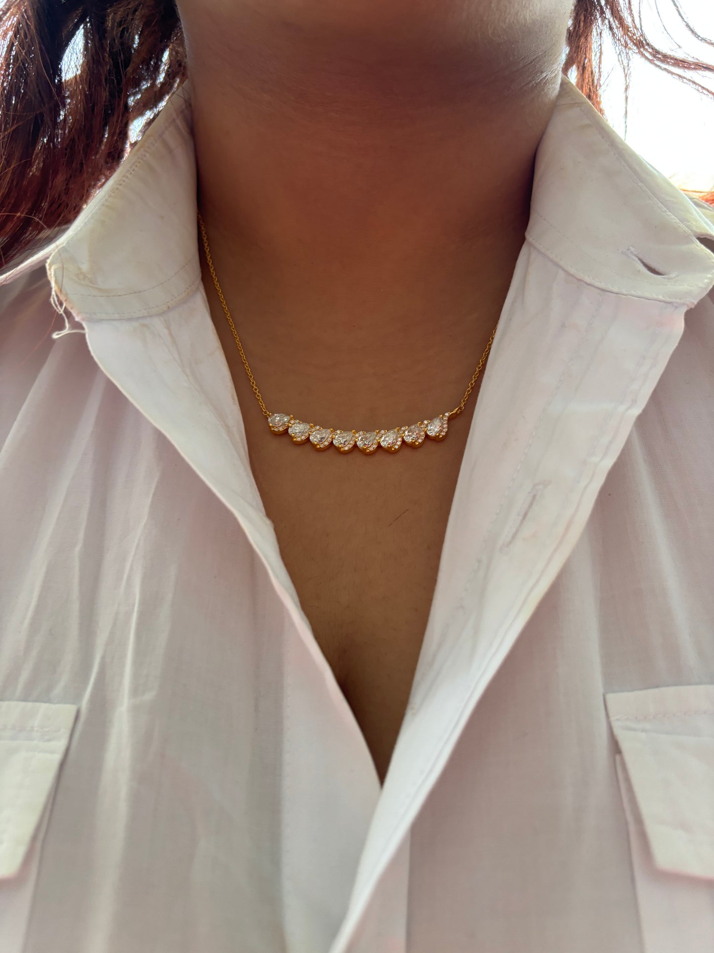 Sunlit Spark – Gold Moissanite Necklace