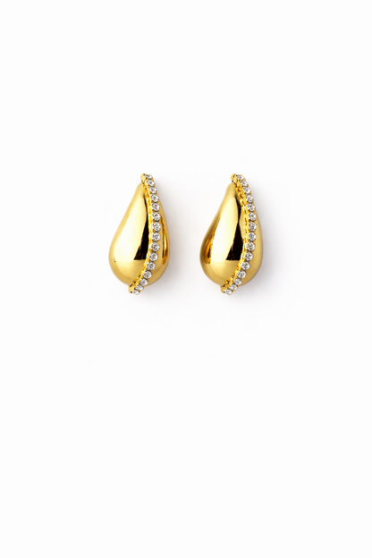 Golden Crystal Teardrop Earrings