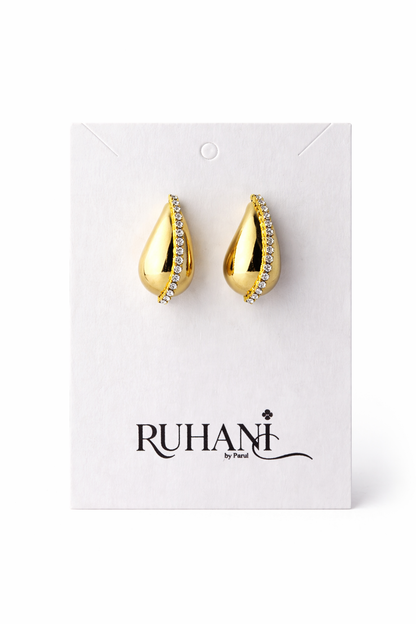 Golden Crystal Teardrop Earrings