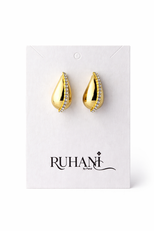 Golden Crystal Teardrop Earrings