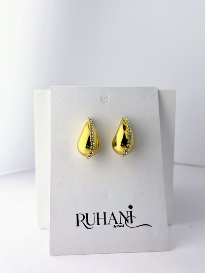 Golden Crystal Teardrop Earrings