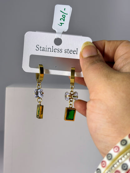 Emerald Tassel Drop Earrings