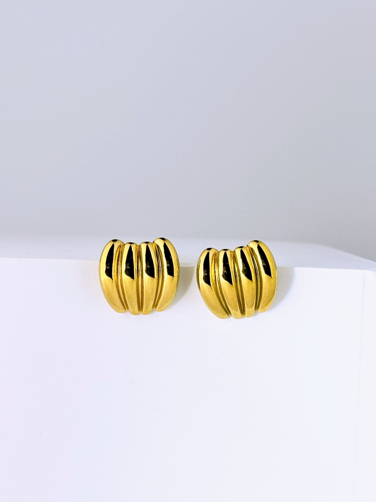 Golden Dome Stud Earrings