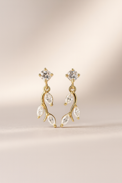 925 Silver Leaf Drop Earrings