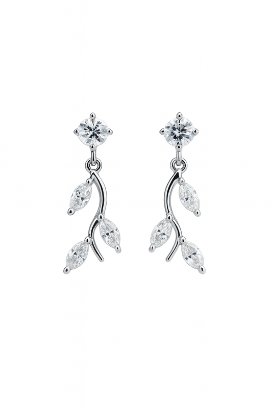 925 Silver Leaf Drop Earrings