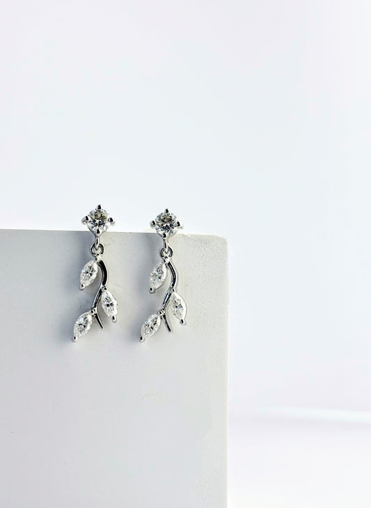 925 Silver Leaf Drop Earrings