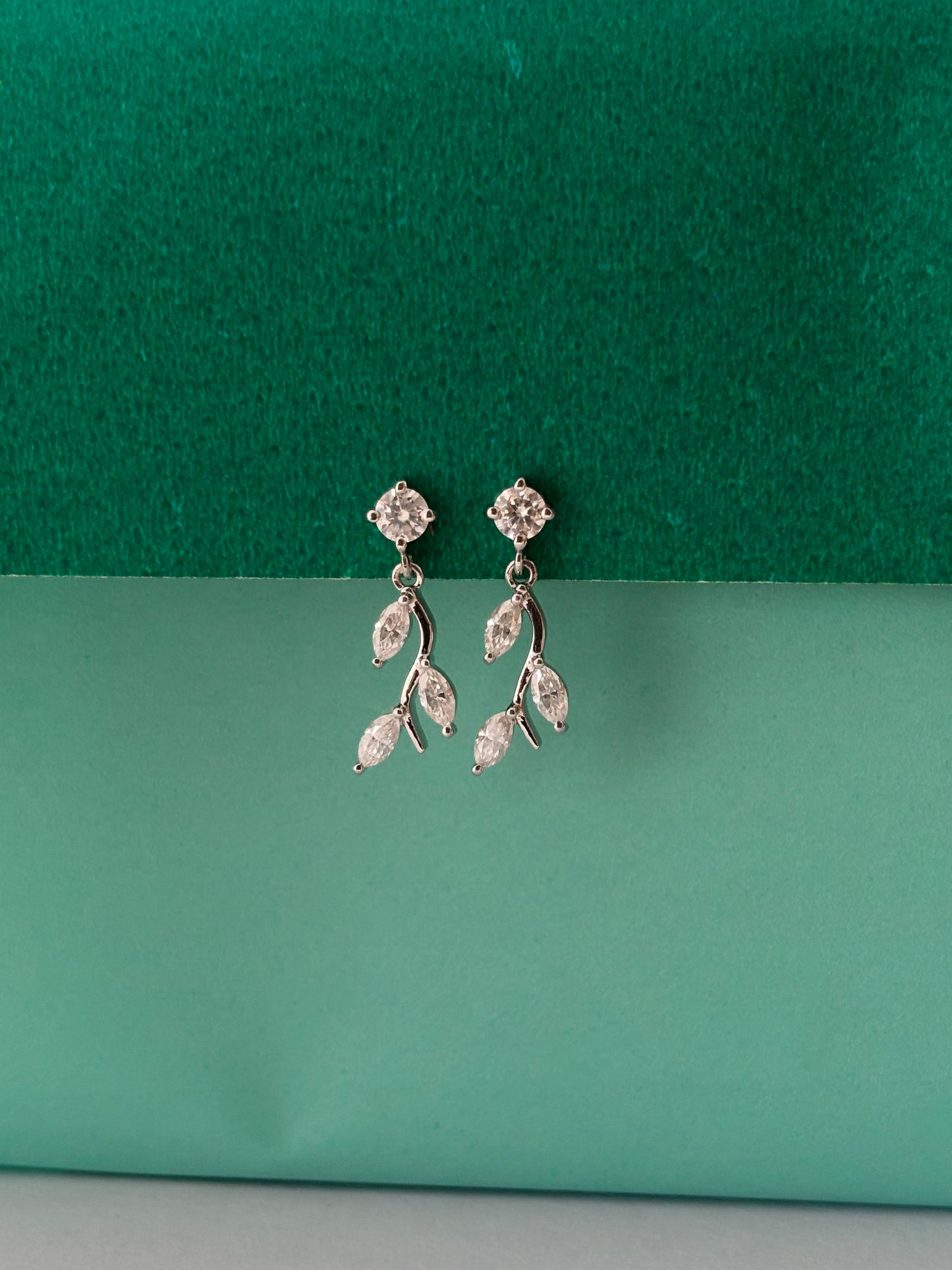 925 Silver Leaf Drop Earrings