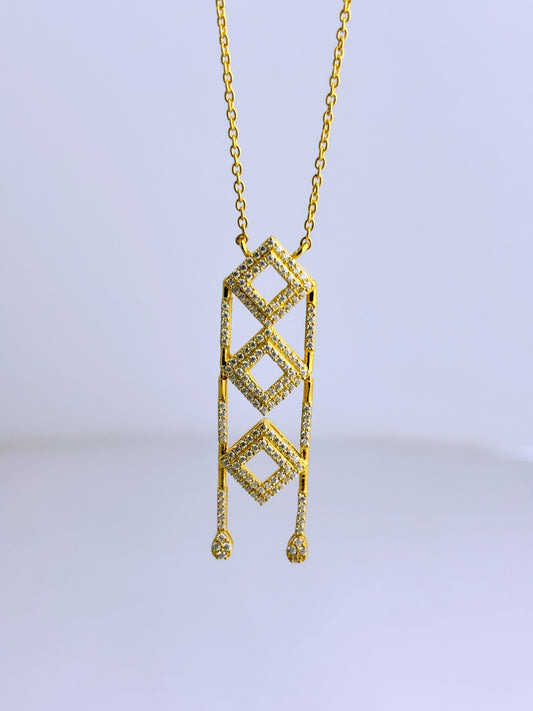 Golden Prism – Geometric Moissanite Necklace