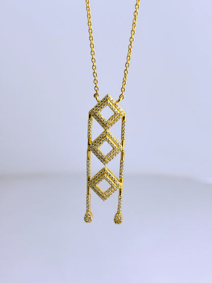 Golden Prism – Geometric Moissanite Necklace