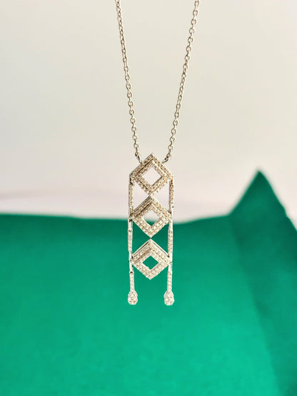 Silver Hexa – Geometric Moissanite Necklace