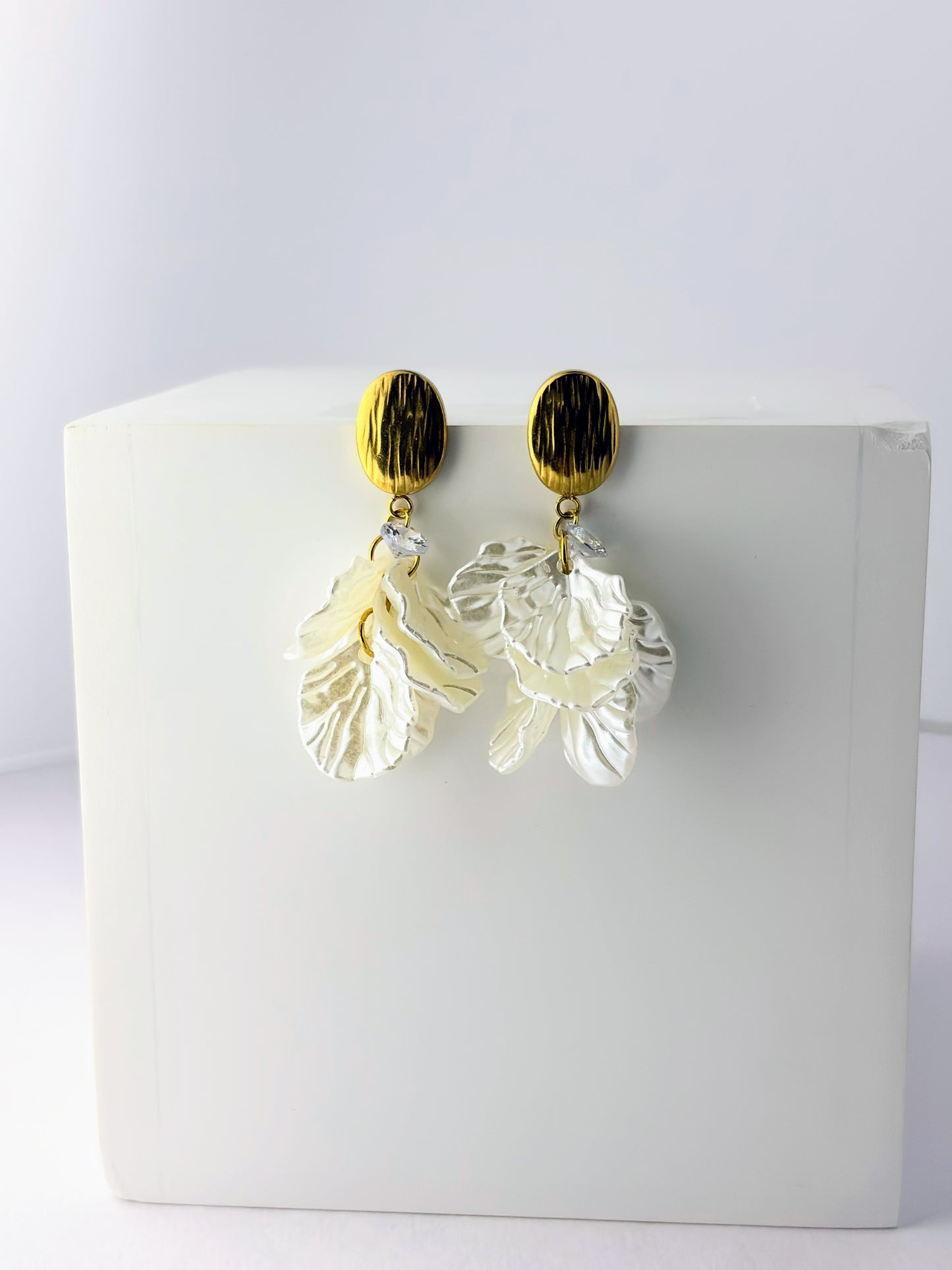 Golden Petal Drop Earrings