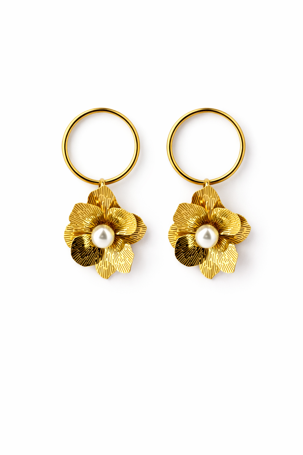 Golden Bloom Pearl Earrings