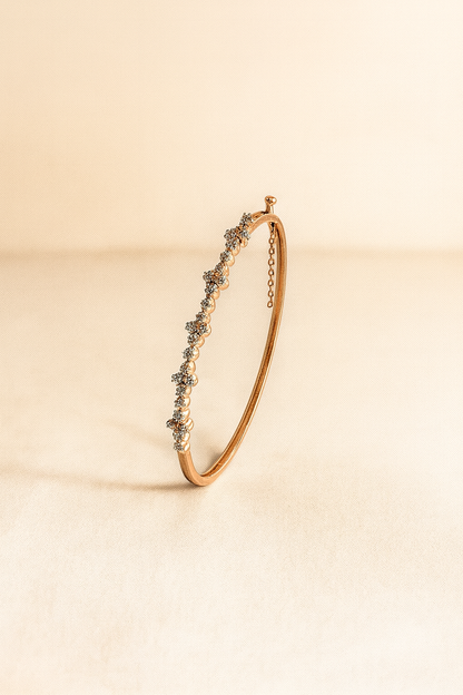 Rose Glow – Moissanite Floral Bangle