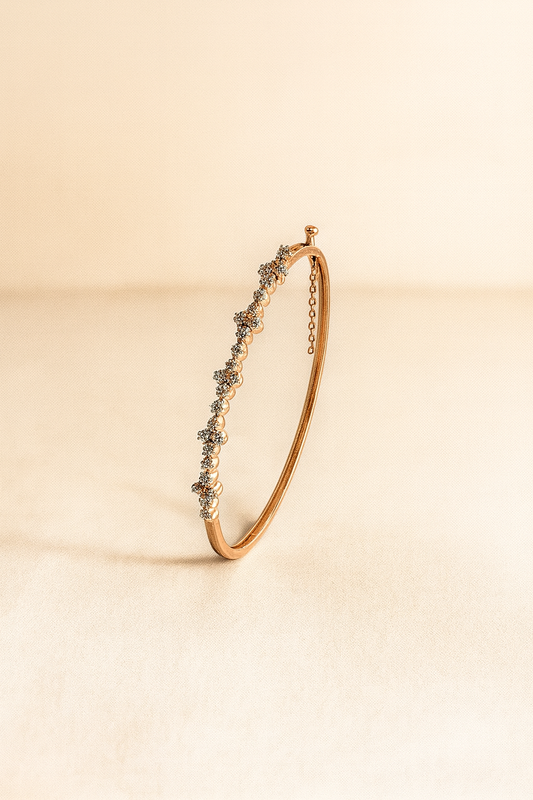 Rose Glow – Moissanite Floral Bangle