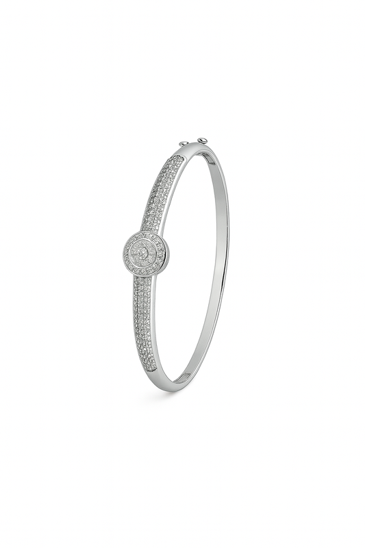 Silver Grace – Moissanite Encrusted Bangle