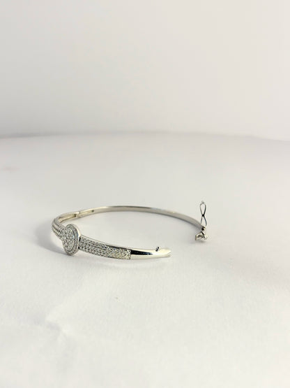 Silver Grace – Moissanite Encrusted Bangle