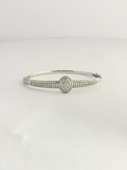 Silver Grace – Moissanite Encrusted Bangle