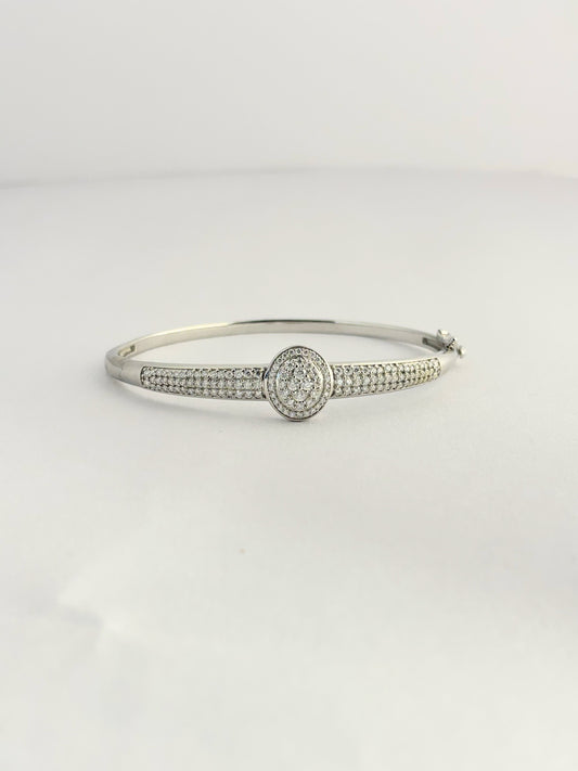 Silver Grace – Moissanite Encrusted Bangle