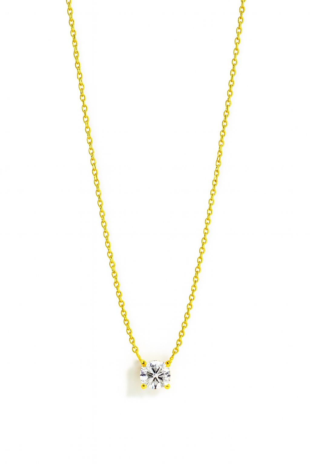 Golden Solitaire – Classic Moissanite Necklace
