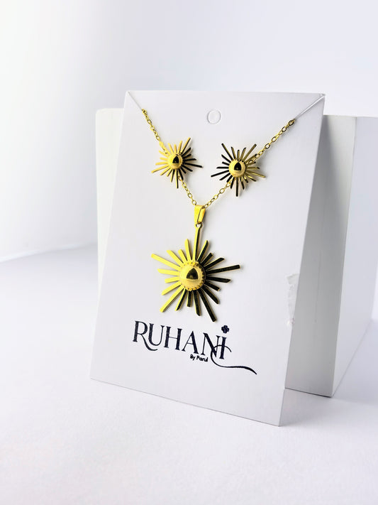 Golden Sunburst Necklace Set