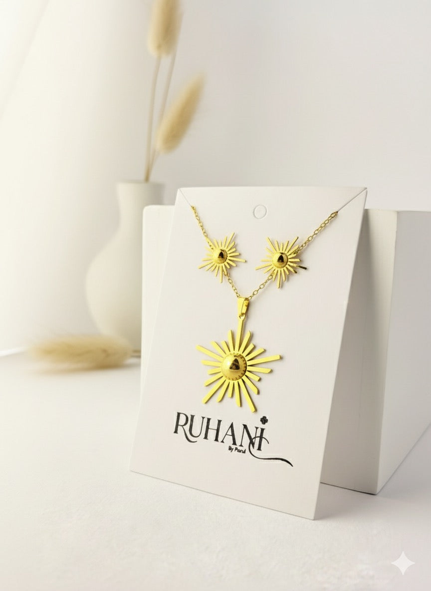 Golden Sunburst Necklace Set