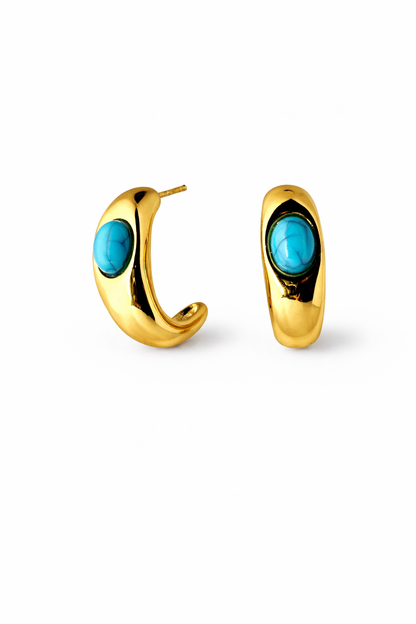 Golden Turquoise Hoop Earrings