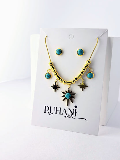 Golden Starburst Turquoise Set