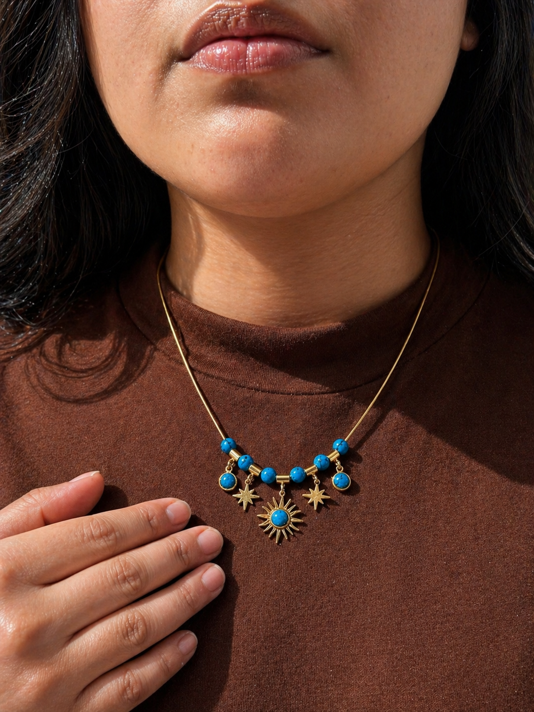 Celestial Turquoise Charm Necklace