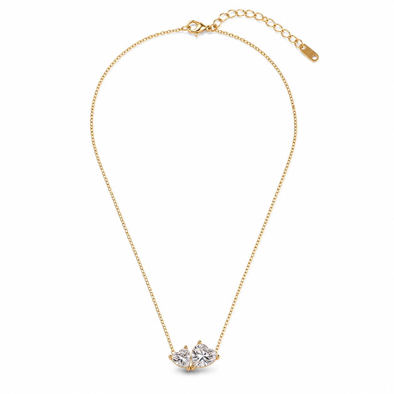 Twin Hearts Crystal Necklace