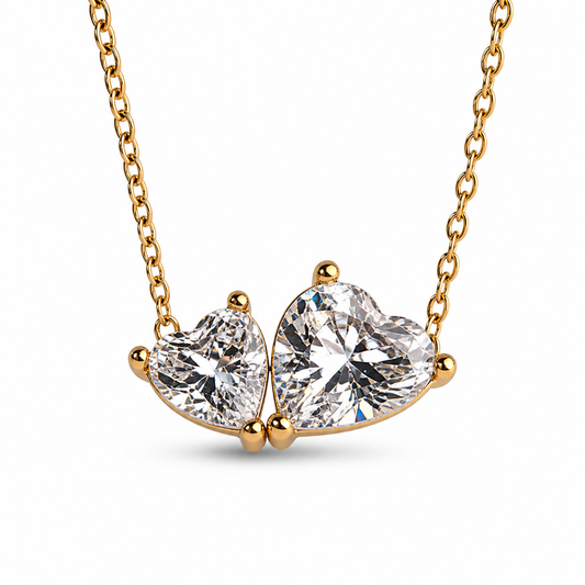 Twin Hearts Crystal Necklace
