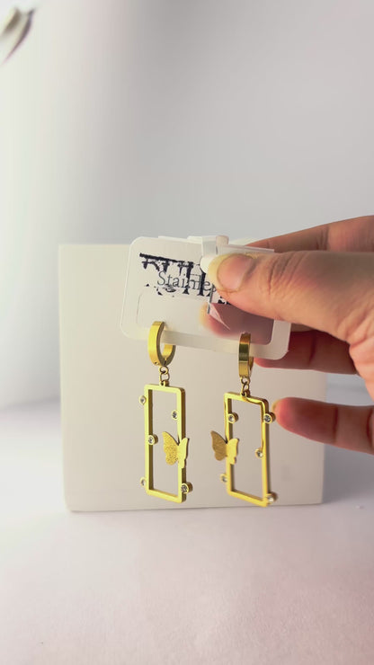 Golden Butterfly Frame Earrings
