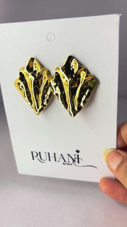 Golden Textured Stud Earrings