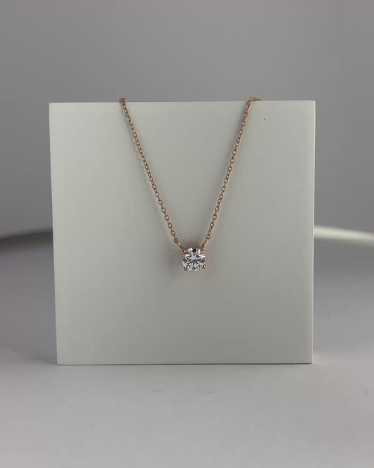 Rose Solitaire – Elegant Moissanite Necklace