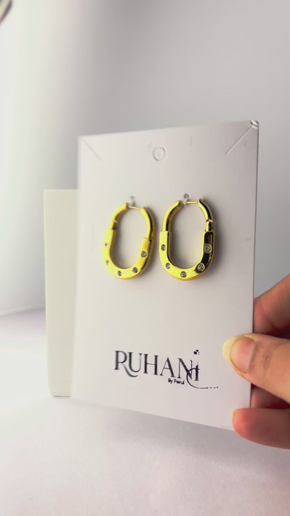 Golden Crystal Hoop Earrings